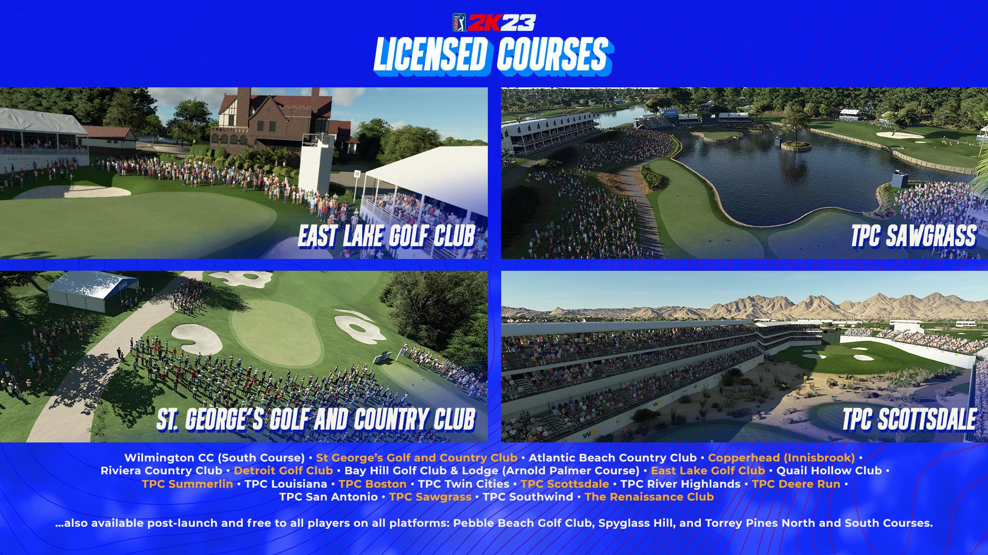 pga tour 2k23 real courses