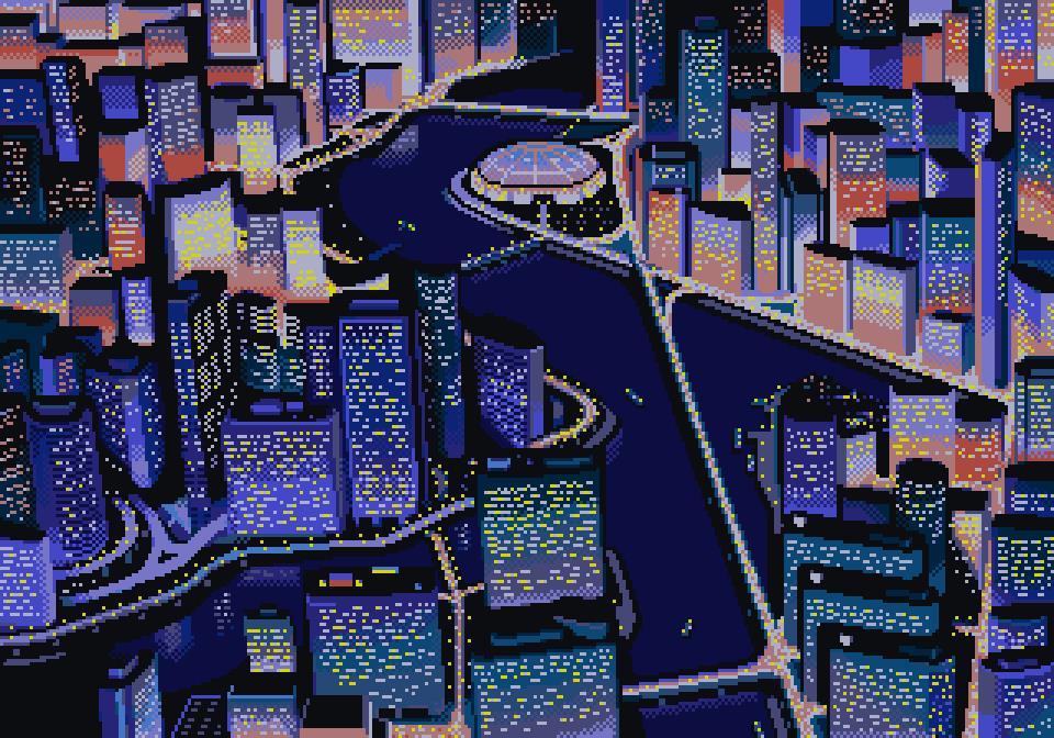 These 8-bit cityscapes make up the city-building video game of my